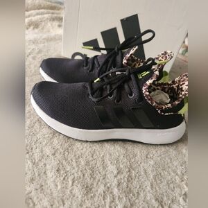 Adidas Women's Black and Leopard Print Sneakers